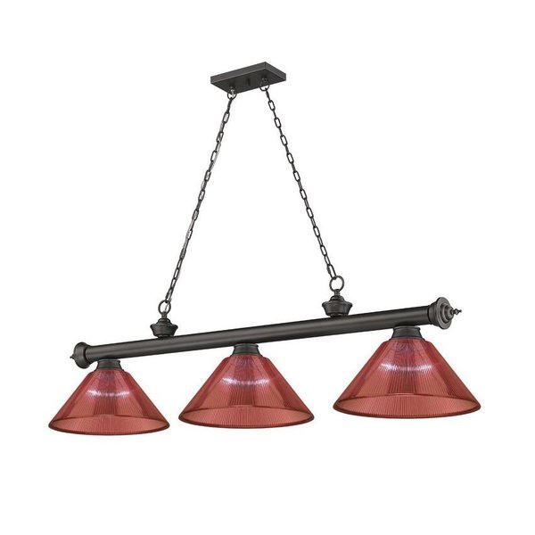 Z-Lite Cordon 3 Light Billiard, Bronze & Red 2306-3BRZ-PRD